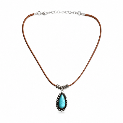 Vintage Bohemian Style Suede Layering Necklace for Women with Dragonfly or Waterdrop Pendant