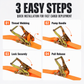 Heavy Duty Ratchet Tie Down Strap Cargo Lashing Strap with Tensioner and Double Hooks for Car and Truck Luggage Securing