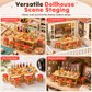 Miniature Folding Table and Chair Toy Set with Simulated Play Food Models for Kids Pretend Play