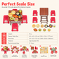 Miniature Folding Table and Chair Toy Set with Simulated Play Food Models for Kids Pretend Play