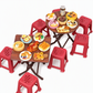 Miniature Folding Table and Chair Toy Set with Simulated Play Food Models for Kids Pretend Play