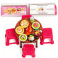 Miniature Folding Table and Chair Toy Set with Simulated Play Food Models for Kids Pretend Play