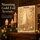 Elegant Christmas Holiday Gift Bag with Handles and Gold Stamped Christmas Tree Design for Gift Packaging