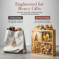 Elegant Christmas Holiday Gift Bag with Handles and Gold Stamped Christmas Tree Design for Gift Packaging