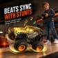 360 Degree Rotating RC Stunt Car with Music and Lights Dinosaur and Shark Head Monster Truck Toy for Kids