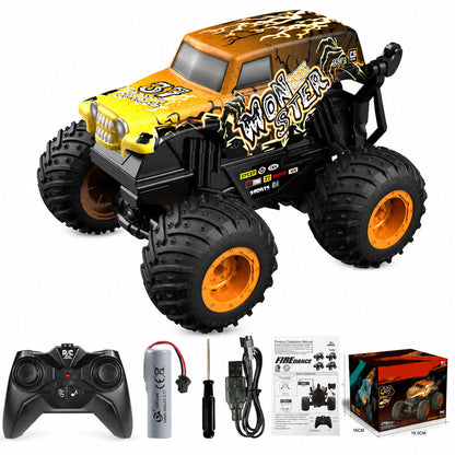 360 Degree Rotating RC Stunt Car with Music and Lights Dinosaur and Shark Head Monster Truck Toy for Kids