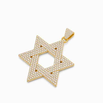 Hip Hop Iced Out Rhinestone Hollow Star of David with 50cm Chain