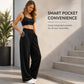 Women's High-Waisted Wide-Leg Lounge Pants with Side Pockets
