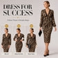 Women’s Lace Leopard V-Neck Lantern Sleeve Mid-Length Dress