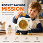 Kids Rocket Piggy Bank Large Capacity Shatterproof Savings Box Toy Gift with Key and Stickers