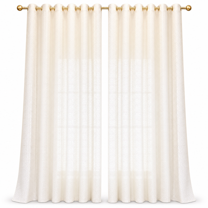 Geometric Jacquard Sheer Curtain Panel for Living Room