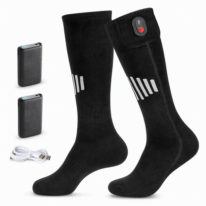Unisex Electric Heated Socks Rechargeable Battery Operated Long Cotton Heating Socks for Skiing and Winter Sports