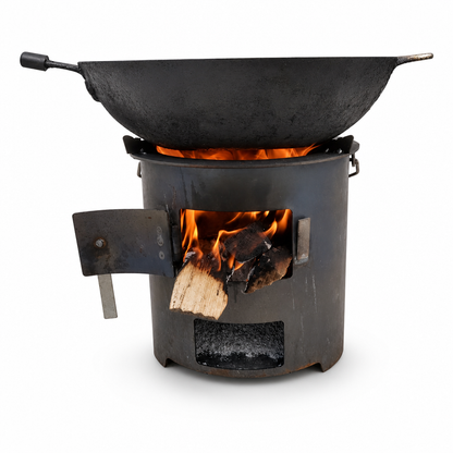 Multifunctional Portable Wood Burning and Charcoal Stove with Rust Resistant Cooktop for Outdoor Camping BBQ Cooking and Heating