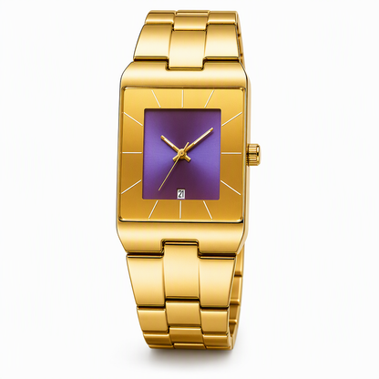Fashionable Men's Square Quartz Watch with Steel Strap Classic Wristwatch for Men and Students