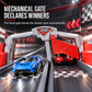 Kids Transforming Storage Carrier Truck Toy with Sound Effects and 207cm Folding Catapult Race Track and Mini Alloy Construction Vehicles