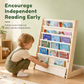 Solid Wood Kids Bookshelf Floor Standing Children's Picture Book Display Rack Kindergarten Reading Bookcase and Storage Organizer Shelf