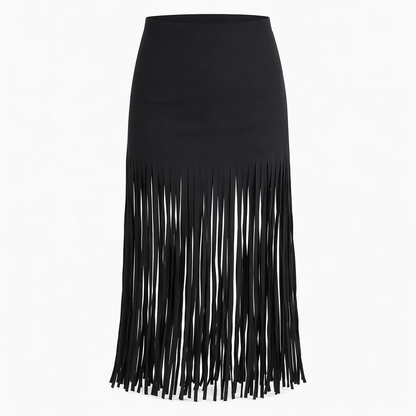 Women's Elastic Fringe Tassel Skirt Fashionable Versatile Spring and Autumn Skirt