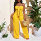 Women's Strapless High-Waisted Wide-Leg Jumpsuit