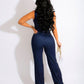 Zipper Detail Denim Jumpsuit