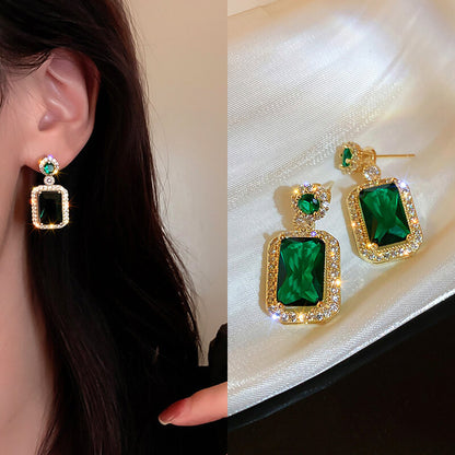 Vintage elegant 925 silver needle zircon geometric earrings, necklaces, rings