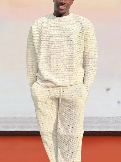 Coofandy Casual Hollow Out Long Sleeves Sweatshirt Sets