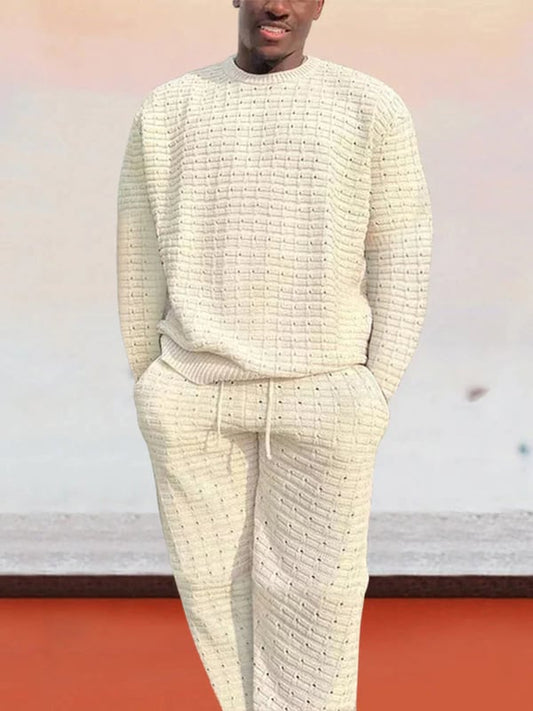 Coofandy Casual Hollow Out Long Sleeves Sweatshirt Sets