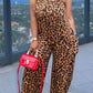 Leopard Print Pocket Side Cami Jumpsuit
