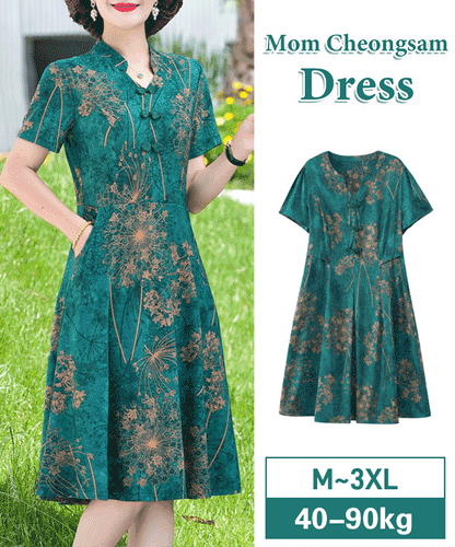 Large size modified cheongsam mother summer dress