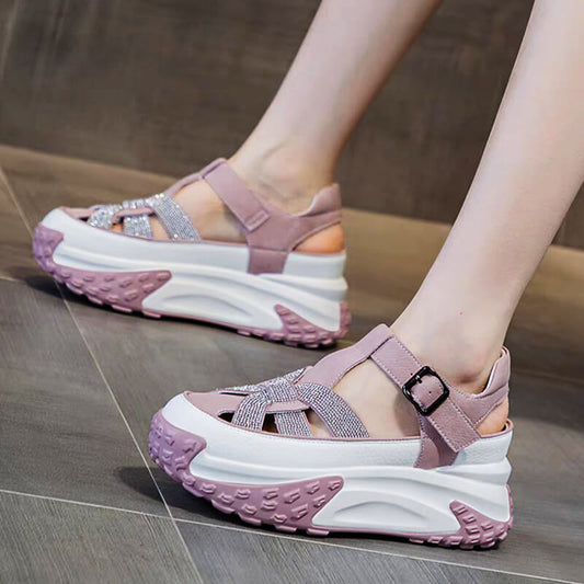 Women's Baotou hollow rhinestone platform sandals