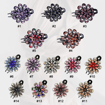 Rhinestone Flower Hair Clamp with Grip Teeth (Buy 1 Get 1 Free)