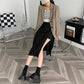 Irregular slit A-shape skirt