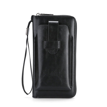 Men's Leather Zipper Wallet with Multi Card Holder