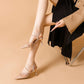 Pointed Toe Sexy Rhinestone Closed Toe High Heel Sandals