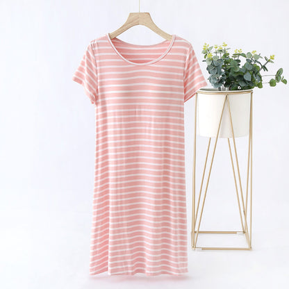 Comfortable and cozy cotton striped nightgown