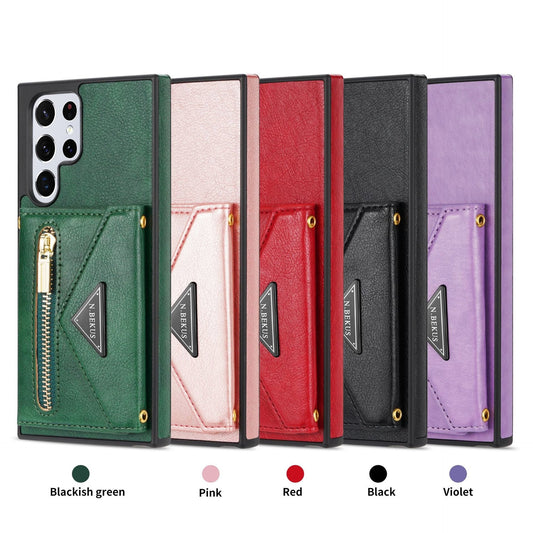 Leather Wallet Case with Crossbody Lanyard for Samsung