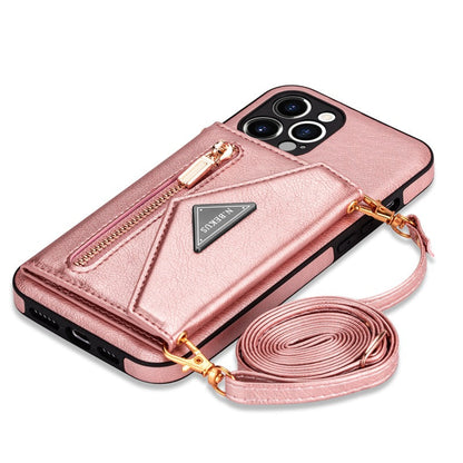 Leather Wallet Case with Crossbody Lanyard for Samsung
