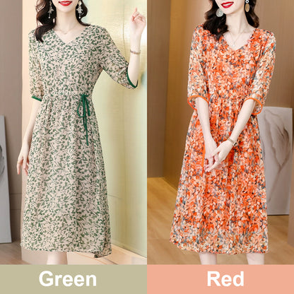 Half-sleeved Floral Dress