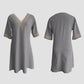 V-neck Lace-trimmed Cotton Linen Dress