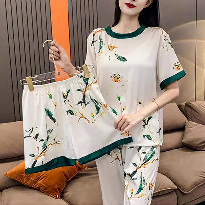 Ice Silk Homewear Three-piece Set