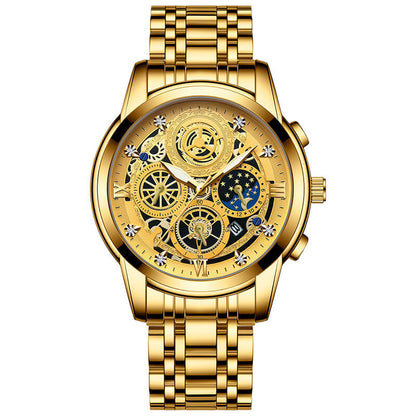 Men's waterproof quartz hollow out design watch