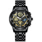 Men's waterproof quartz hollow out design watch