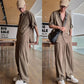 Men’s Button-down Slit Ice Silk Short-sleeve 2-piece Set