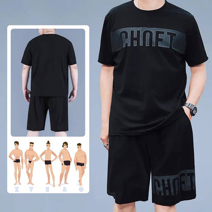 Large Size Ice Silk Casual T-shit Suit