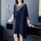 Elegant V-neck Loose Casual Cotton Robe Dress