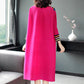 Elegant V-neck Loose Casual Cotton Robe Dress