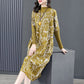 Long-sleeved Semi-turtleneck Loose Printed Knit Dress