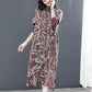 Long-sleeved Semi-turtleneck Loose Printed Knit Dress