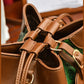 Light Luxury Retro Color Blocking Drawstring Bucket Bag