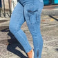 Flap Pocket Zipper Side Skinny Jeans