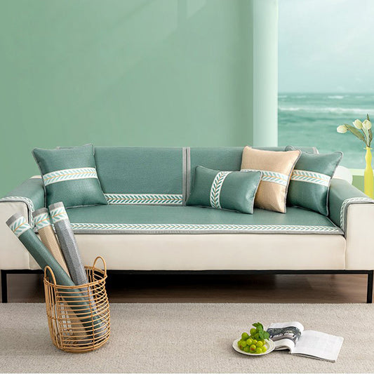 Summer Non Slip Bamboo Breathable Rattan Cooling Sofa Cover